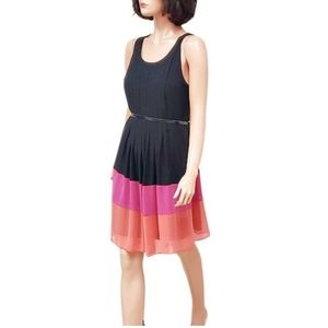 Elegant Black and Pink Colorblock Dress